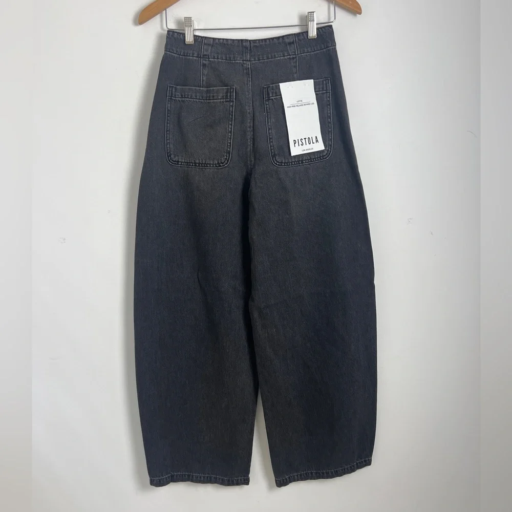 NEW Pistola Size 25 Lottie High Rise Relaxed‎ Bowed Barrel Jeans In Zen